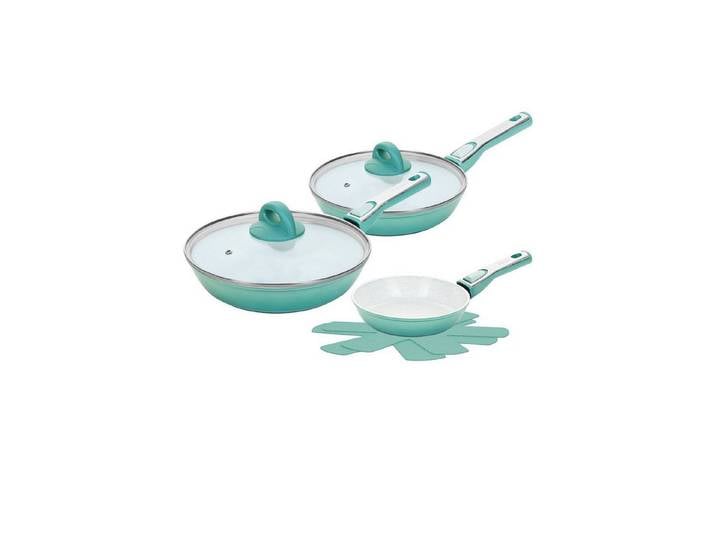 Genius Pfannen-Set Cerafit Revolution Pfannen Set 7-tlg. 20+24+28 CM, 2 Glasdeckel, Keramik (7tlg., Pfannen Set), ThermoSpeed Induction Technology