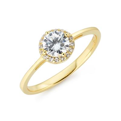 Fingerring FIRETTI "Schmuck Geschenk Silber 925 Silberring Verlobungsring" Gr. 59, gold (gelbgoldfarben, kristallweiß), Fingerringe, Damen, 59, Silber 925 (Sterlingsilber), 2mm, Fingerring, mit Zirkonia (synth.)
