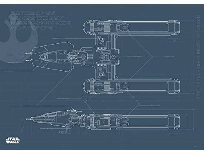 Komar Star Wars EP9 Blueprint Y-Wing - Größe: 70 x 50 cm, Wandbild, Poster, Kunstdruck (ohne Rahmen)