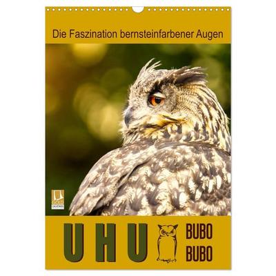Uhu, die Faszination bernsteinfarbener Augen (Wandkalender 2027 DIN A3 hoch), CALVENDO Monatskalender