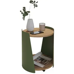 Vicco, Couchtisch + Beistelltisch, Couchtisch, Eiche/Grün, 40 x 40 cm (40 x 40 x 46 cm)
