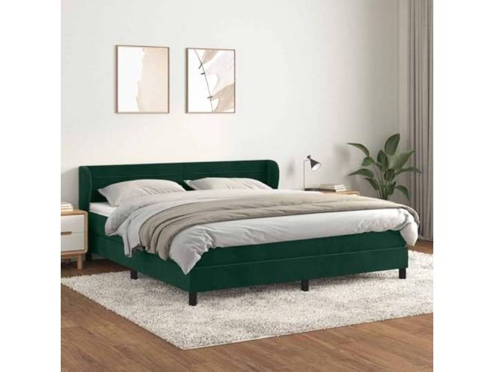 Samt Höhenverstellbares Kopfteil Boxspringbett Dunkelgrün 180x200 cm Boxspringbett mit Matratze Dunkelgrün 180x200 cm Samt Luxus Bett mit verstellbarem Kopfteil und Taschenfederkern Topper
