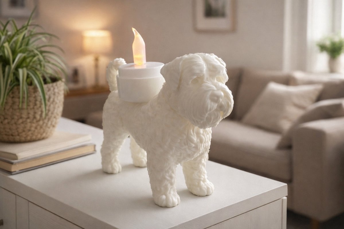 Wit Waxinelichthouder Bouvier des Flandres Decoratie