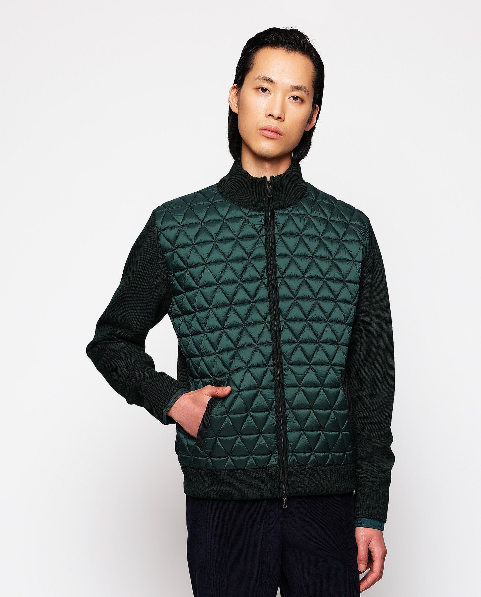 MIRTO Chaqueta de punto verde delantero acolchado-S /  2 Hombre
