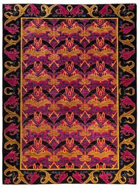 Overton "Arts & Crafts One-of-a-Kind Hand-Knotted Area Rug - Black, 6' 3"" x 8' 9"" - 6' 3"" x 8' 9"""
