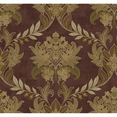 Seabrook Designs Wynnewood Damask Unpasted Wallpaper