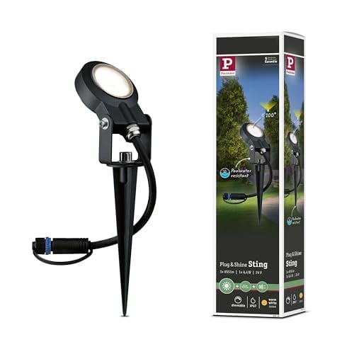 Paulmann Plug & Shine Sting LED-tuinspot met grondpen, zwart/grijs, IP67, 3000K warm wit, 6W