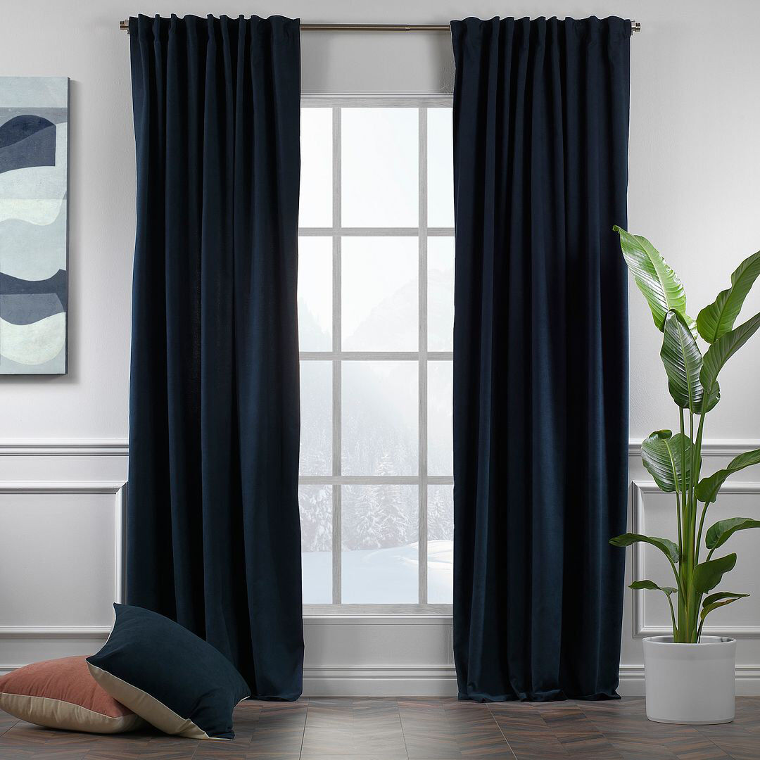 Noine Home Deco Room Darkening Single Curtain Panel Navy 260cm Width x 225cm Drop