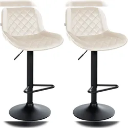 CLP 2er Set Barhocker Kasson creme/Samt