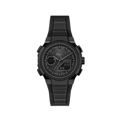 Digitaluhr LACOSTE "LC33", schwarz (schwarz, grau, schwarz), Armbanduhren, Damen, schwarz, Digitaluhr, Quarzuhr, Armbanduhr, Damenuhr, Herrenuhr, Silikonarmband, digital