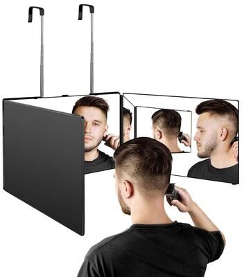 Uplift Essentials Portable 360 Trifold Vanity Mirror With Adjustable Stand black