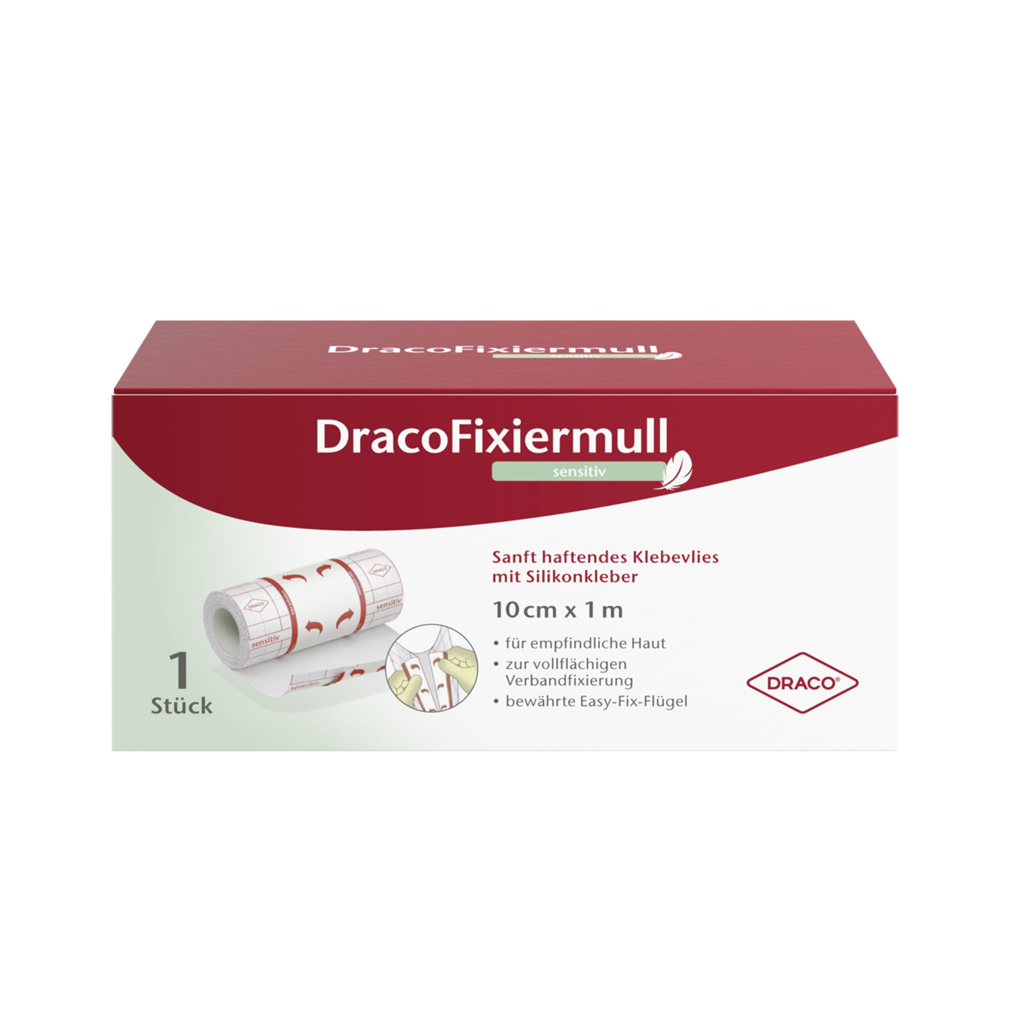Dracofixiermull sensitiv 10 cmx1 m 1 St Verband