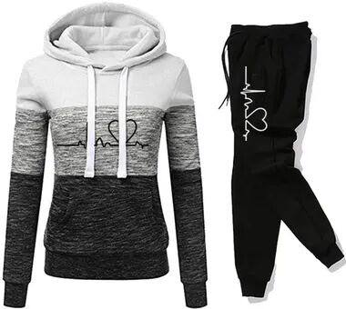 Retailers Go Versatile Casual Women Tracksuit, Sweatshirt Hooded Pullover, Sweatpant Color Block Jogging Outfits, Sport Trousers whiteb l