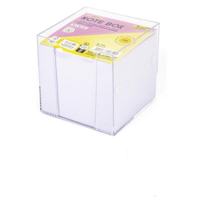 Folia Zettelbox WHITE transparent inkl. 700 Notizzettel weiss (90 x 90 mm) (9930)