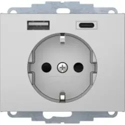 Berker 48047003 Steckdose SCHUKO/USB A-C Kx alu matt