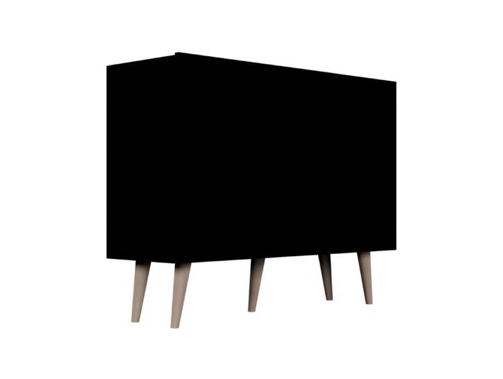 Commode - Toronto - 120 cm - Noir - 3 armoires fermées - Pieds en hêtre massif