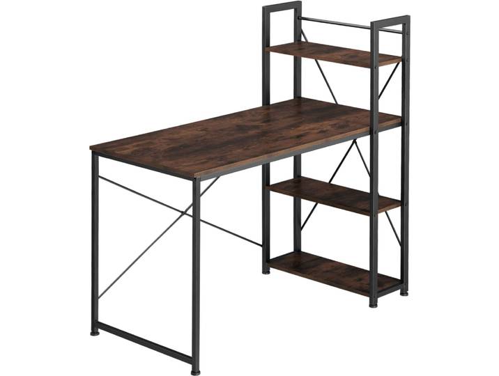 Bureau style industriel étagère en panneau aggloméré bois foncé