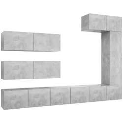 vidaXL 7-tlg. TV-Schrank-Set Betongrau Holzwerkstoff