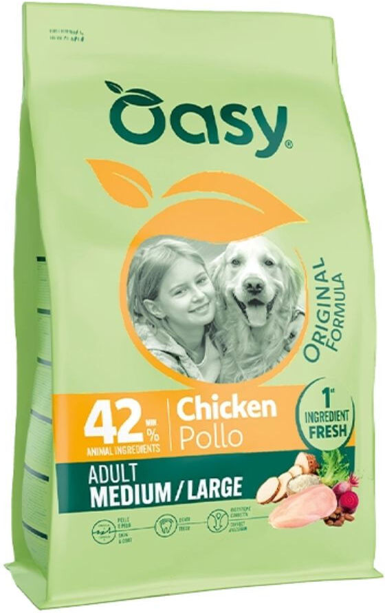 Oasy Crocchette per Cani Adulti Taglia Media e Grande al Pollo 2KG