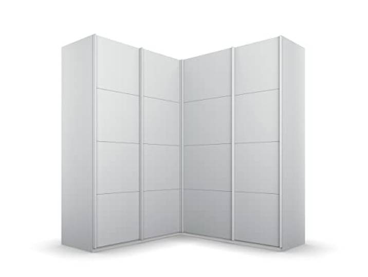 Rauch Möbel QUADRA, Eckschrank, Farbe Seidengrau, Breite 181 cm Eckschrank mit Schwebetüren, 4-türig, für Schlafzimmer, Gästezimmer, Ankleidezimmer, Garderobe