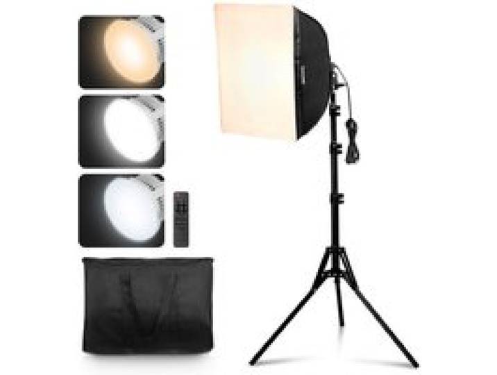 VEVOR Kit d'Éclairage Softbox Professionnel 400 x 400 mm avec Ampoules LED 45 W, Couleur Réglable 3000-6500 K, Support Trépied, pour Studio, Photographie, Enregistrement Vidéo, Diffusion en Direct