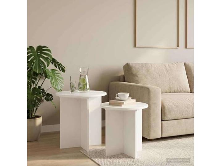 GPWERSDF Beistelltisch-Set 2er Holzwerkstoff, Heller Holzton Minimalistisches Design, Platzsparend, Leicht, Einfache Montage, Für Wohnzimmer und Schlafzimmer
