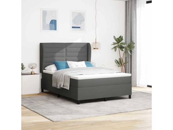 Verstellbares Boxspringbett mit mittelfester Matratze Modernes Stoff Design Boxspringbett mit Matratze Dunkelgrau 140x190 cm Stoff verstellbares Kopfteil Luxus Komfort Bett mit Topper