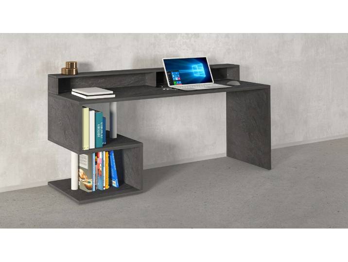 Schreibtisch HOME AFFAIRE Esse, modernes Design , grau (schieferfarben, schieferfarben), B:180cm H:92,5cm T:60cm, Tische, Schreibtisch, in verschiedenen Breiten, mit und ohne Monitoraufsatz, Made in Italy