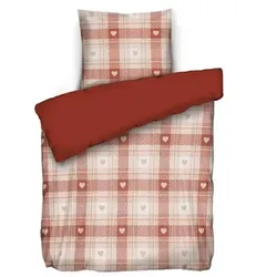 WINTERENGEL Wendebettwäsche Karo mit Herzen Mikrofaser Flanell Einzelbett, 2tlg.
