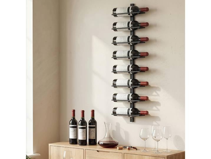 HOMCOM Porte-Bouteille Mural Acier 8 Bouteilles Noir
