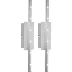 2x LED Wandleuchte silber Wandstrahler Schlafzimmerlampe Metall H 40,5 cm