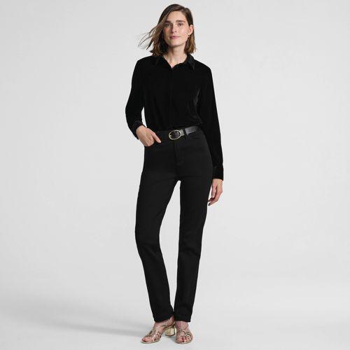 Samtbluse für Damen in Petite-Größe, Damen, size: petite, Schwarz, Polyester, by Lands' End