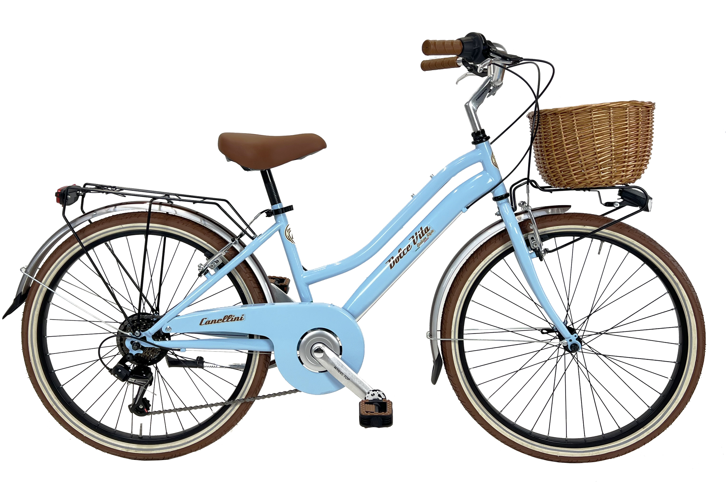 Dolce Vita by Canellini JUNIOR Fahrrad Citybike Madchen mit Korb - Hellblau 24"