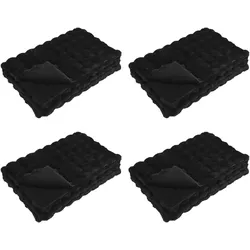 vidaXL Kunstfell Kaninchenfell Decke Olite 4 pcs Schwarz 150 x 220 cm