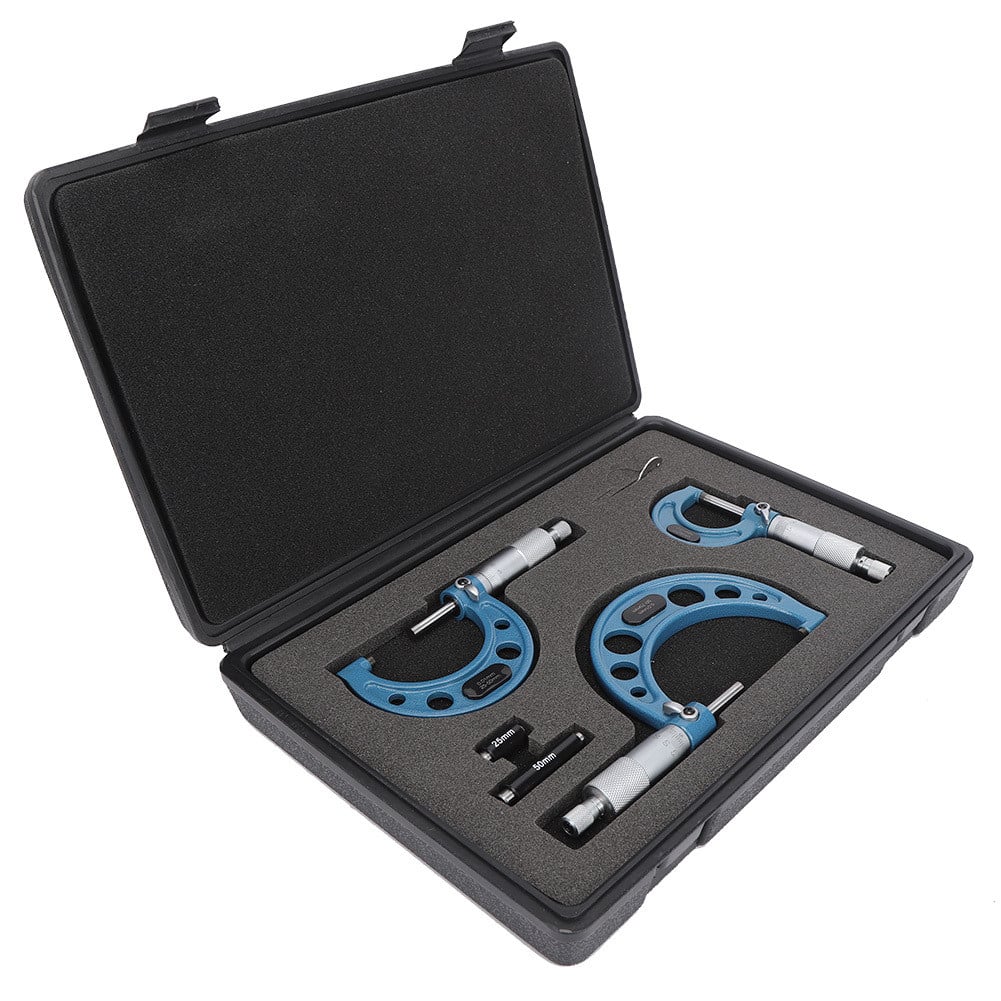 Cocosity Set van 3 Micrometers voor nauwkeurige buitendiameter meting, 0-75 mm