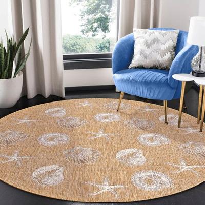 Trans Ocean Import Co Inc "Lioran Shell Round Rug 7'10"" Round, 7'10"" Round, Sand"