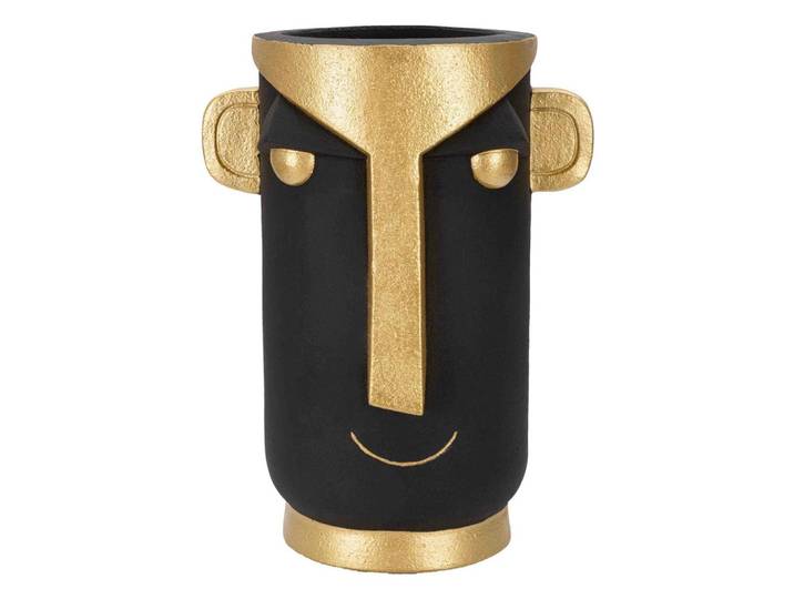 Vase Tribal C Schwarz, Goldfarben B: 30 cm