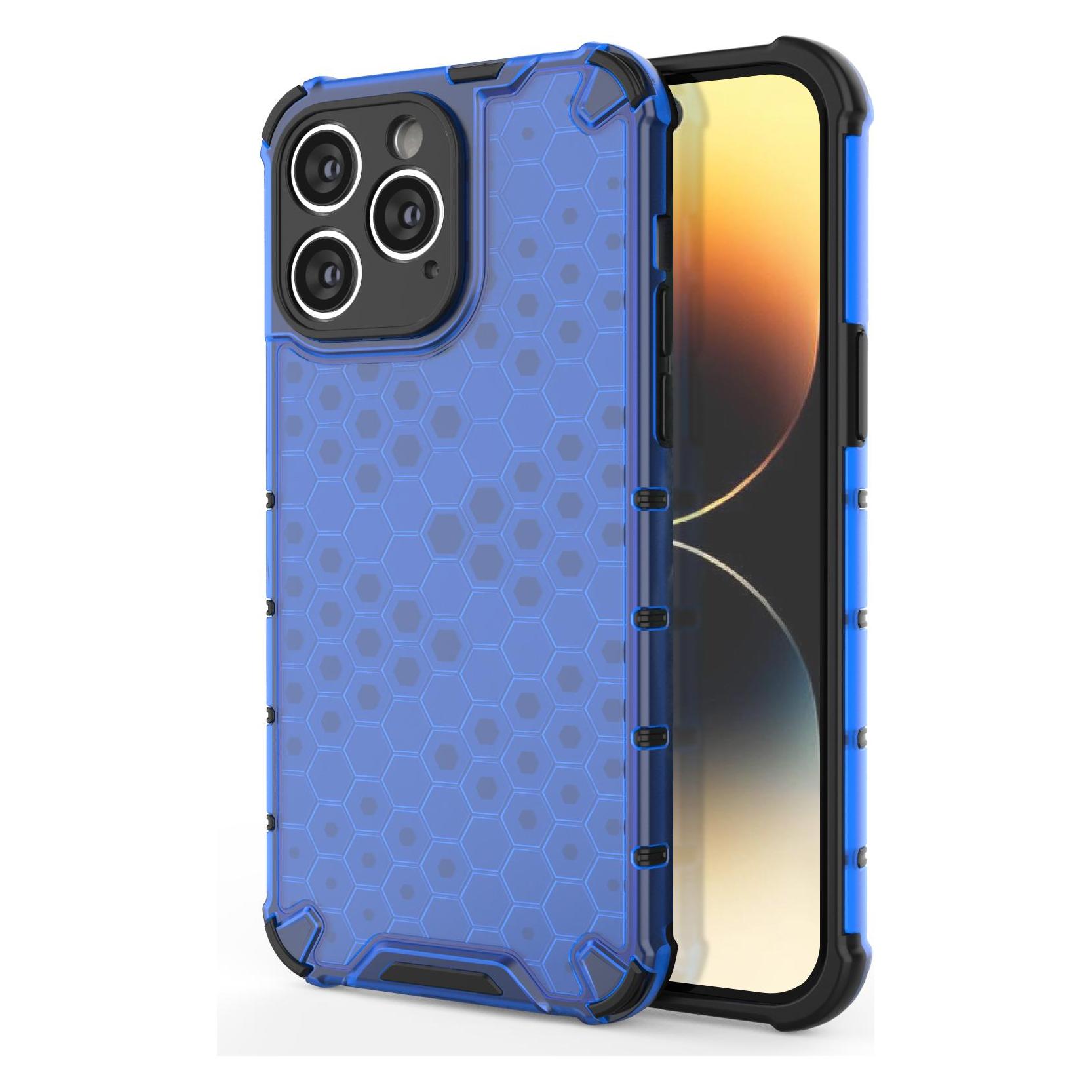 Hurtel Wabenhülle für iPhone 14 Pro gepanzerte Hybridhülle blau (Apple iPhone 14 Pro) (1404978613)