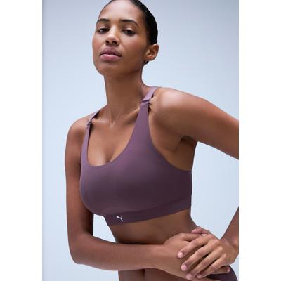 Sporttop PUMA "PUMA WOMEN 3D KNIT SPORT TOP 1P", Damen, Gr. XXL, lila (rich cocoa), Strick, Obermaterial: 89% Polyamid, 11% Elasthan, Rundhals, Tops Sporttop, wendbare und verstellbare Träger für einen personalisierten Look