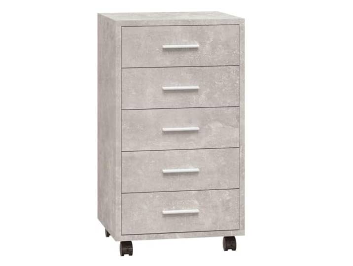 NKOPPFG Schubladenschrank mit Rollen Betongrau Holzwerkstoff 5 Schubladen,4 Rollen,Holzwerkstoff,Büro,Arbeitszimmer,Montageanleitung