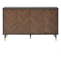 SIDEBOARD mit 3 Türen Walnussoptik und Goldene Akzente