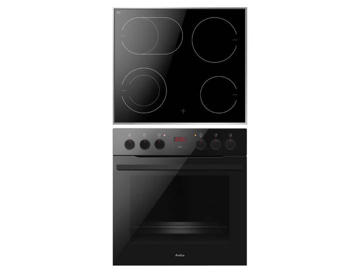 Amica Elektro-Herd-Set Fusion Design, mit 1-fach-Teleskopauszug, Steam Clean, Komfortables Kochen und Backen mit praktischer Unterstützung