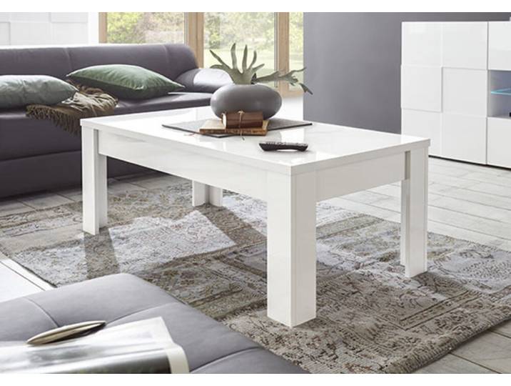 Table basse Damier blanc brillant - Basika