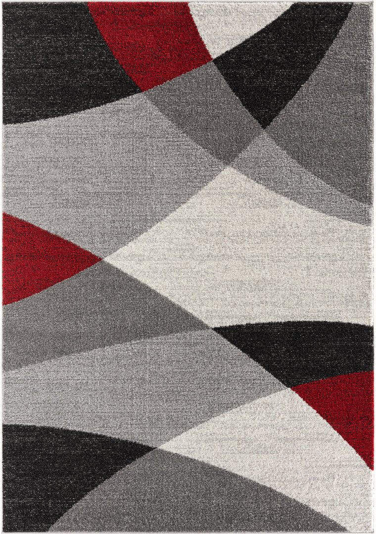 Metro Cedor Rectangle Area Rug Grey/Red Rectangular 160 x 220cm