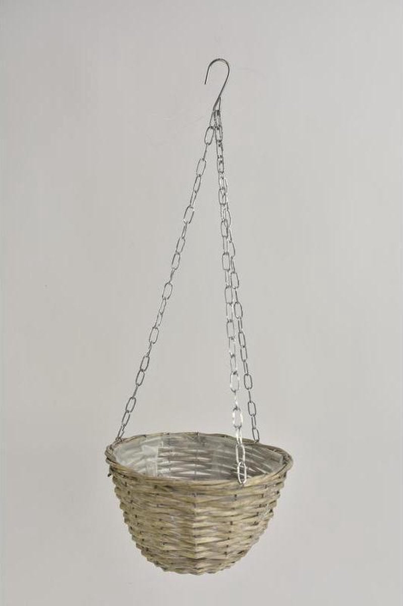 Teeninga Palmen Hanging Basket Riet Grey Wash D24 H14cm