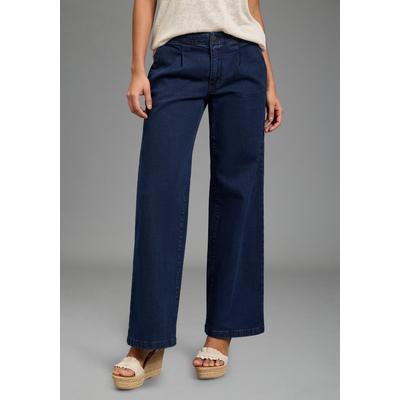 Weite Jeans ARIZONA, Damen, Gr. 44, N-Gr, blau (dunkelblau used), Denim/Jeans, Obermaterial: 98% Baumwolle, 2% Elasthan, unifarben, bequem lang, Jeans, weite Beinweite, normale Leibhöhe, bequeme Passform