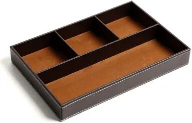 Inspire Daily Merch Faux Leather Nightstand Storage Tray Organizer With Compartments Tabletop Tray For Keys Glasses Stationery Durable brown A