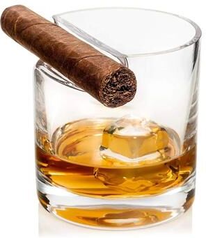 Uplifted Finds Crystal Whiskey & Cigar Glass High Performance 300ml Tiki Fashion Tumbler With Built In Cigar Rest Crystal Whiskey & Cigar Glass High Performance 300ml Tiki Fashion Tumbler With Built In Cigar Rest
