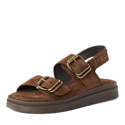 Keilsandalette TAMARIS, Damen, Gr. 40, Synthetik, braun (mokka), Leder, Schuhe, Riemchensandale, Sommerschuh im modischen Look