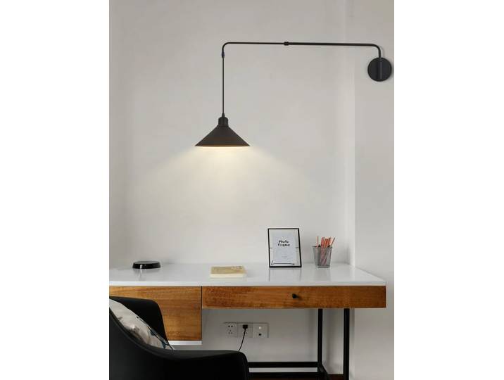 Applique murale LED noire à bras oscillant, poteau Long industriel, suspension rotative réglable, lampe de chevet, Table à manger, décoration de salon de maison